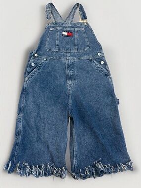 90s Vintage Tommy Hilfiger Denim Overalls Youth XL/Adult XS Baggy Frayed